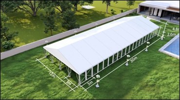 Plano de dimensiones — carpa 12x30m